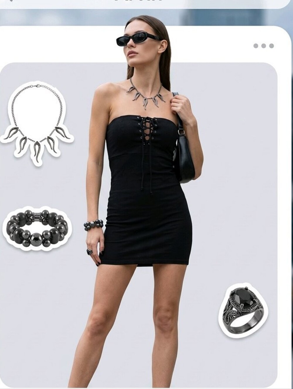 Two in one Dress/Skirt Black Lace up corset